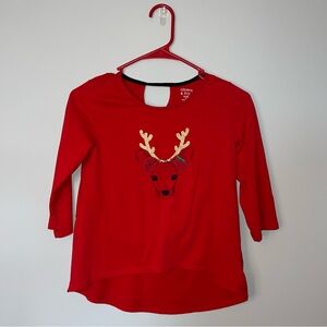 Crown & Ivy Kids Red Top with Gold Reindeer